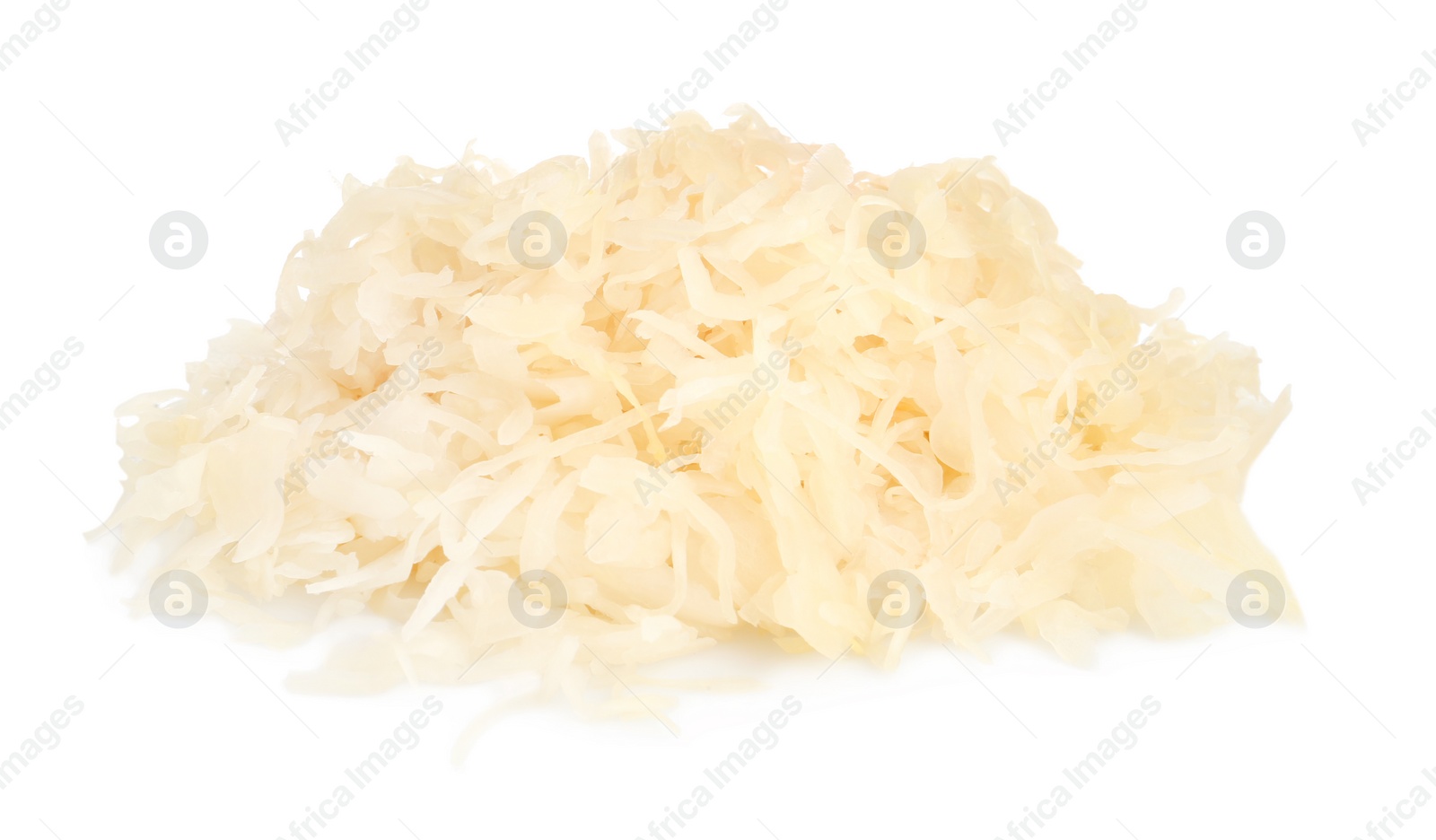 Photo of Heap of tasty sauerkraut on white background