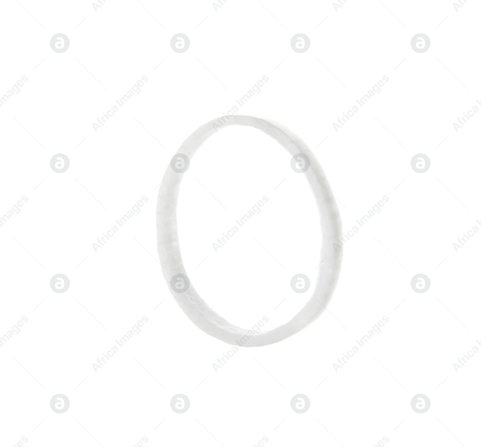 Photo of Fresh thin onion ring on white background