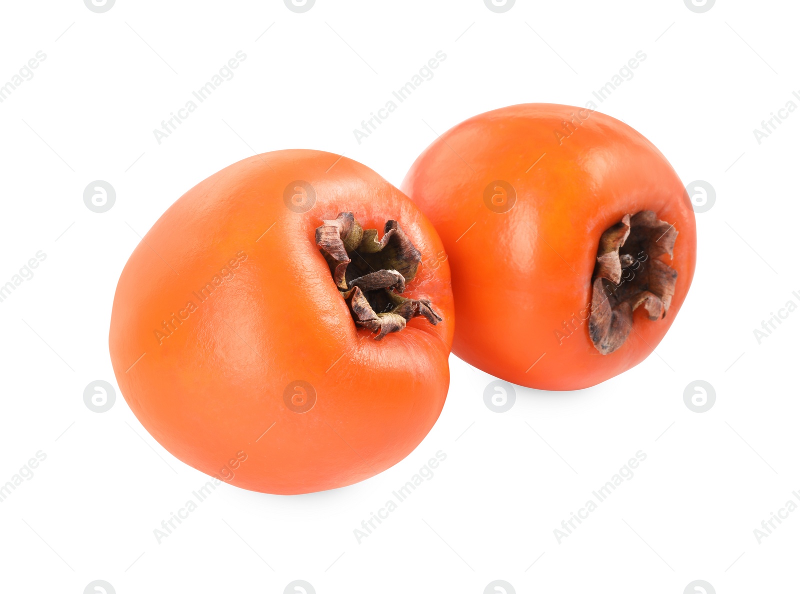 Photo of Delicious ripe juicy persimmons isolated on white