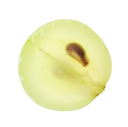 Photo of Half of fresh green grape on white background