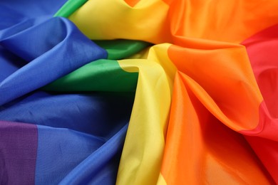 Rainbow LGBT flag as background, closeup view