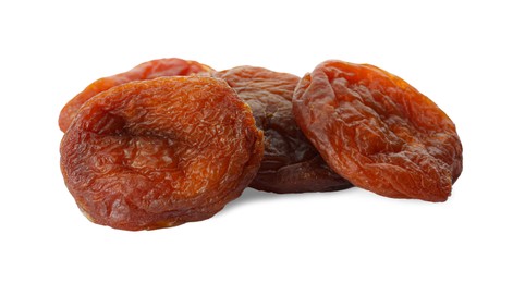 Photo of Tasty dried apricots isolated on white. Healthy snack