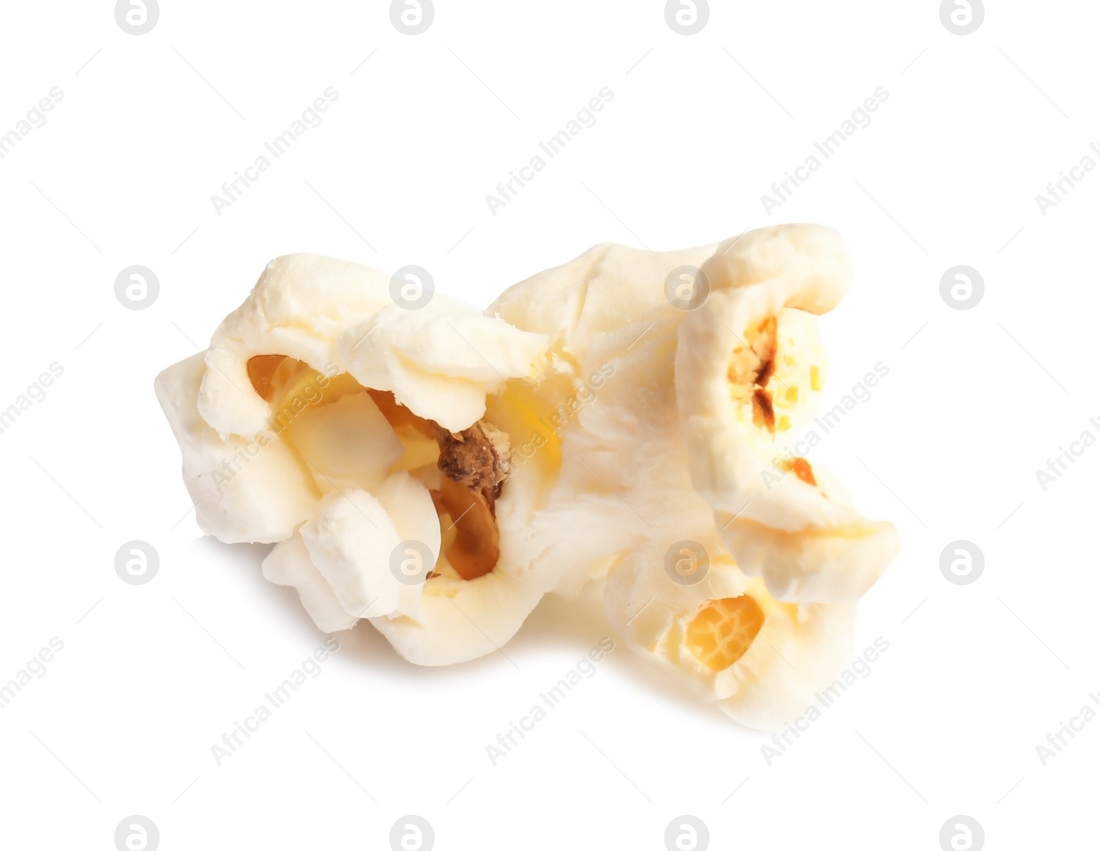 Photo of Tasty fresh popcorn on white background, closeup