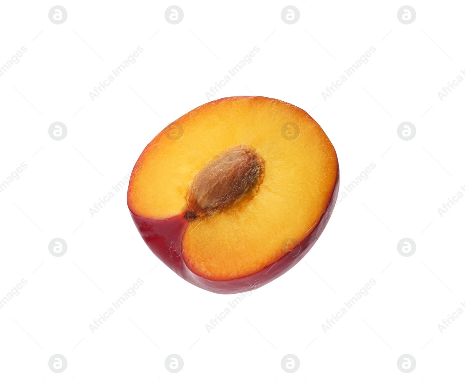 Photo of Half of ripe plum isolated on white