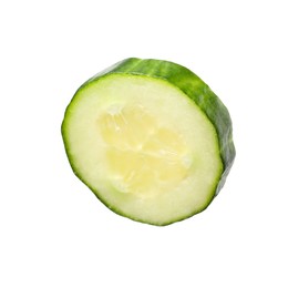 Photo of Slice of fresh cucumber isolated on white