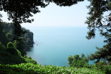 Photo of Picturesque view of beautiful calm sea with boats