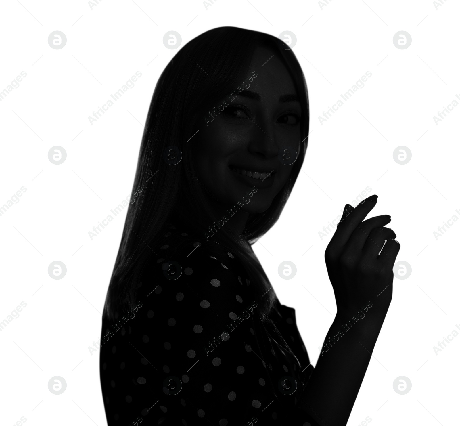 Image of Silhouette of one woman isolated on white