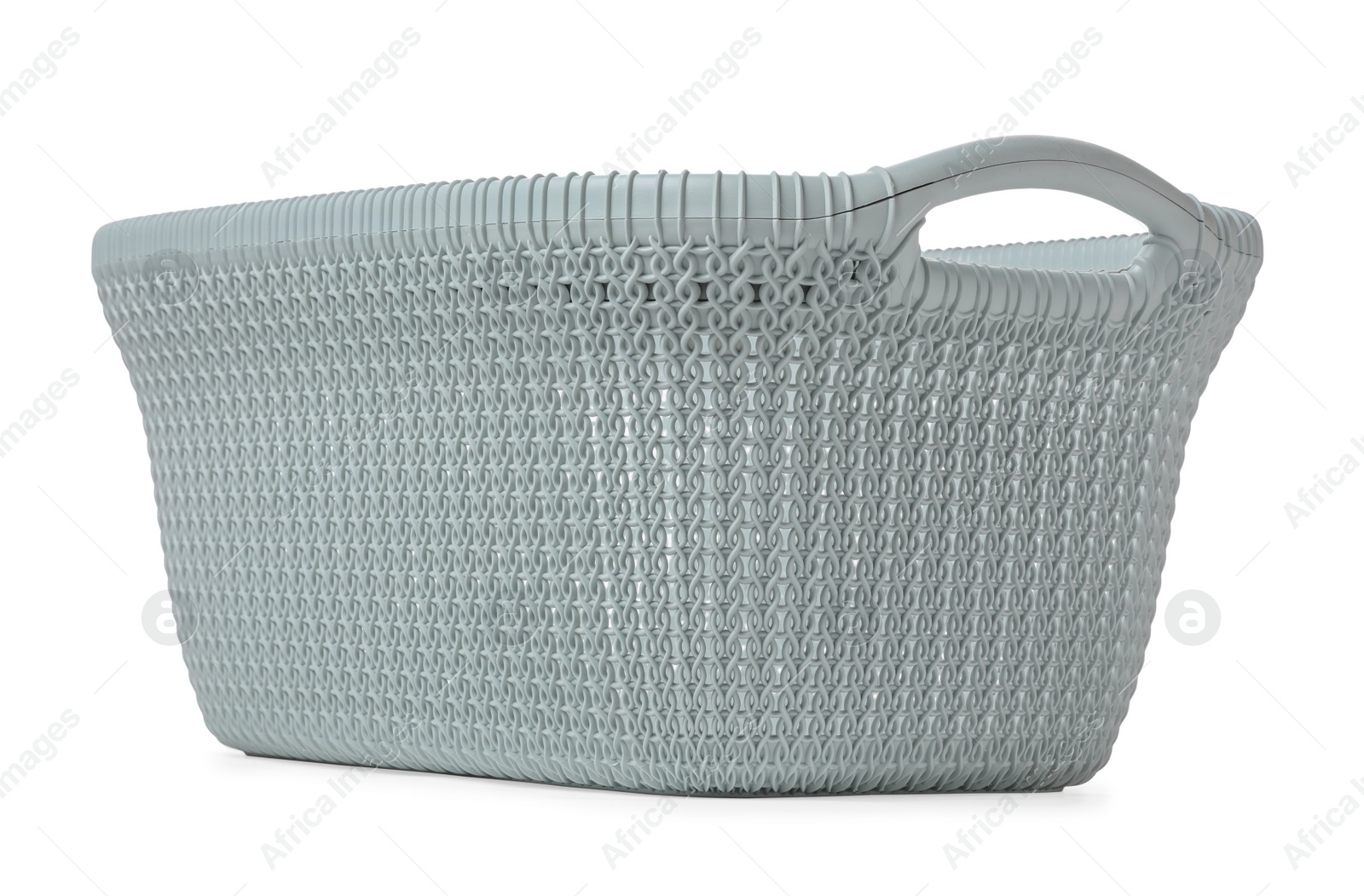 Photo of Empty plastic laundry basket isolated on white