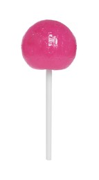 Photo of Stick with pink lollipop isolated on white