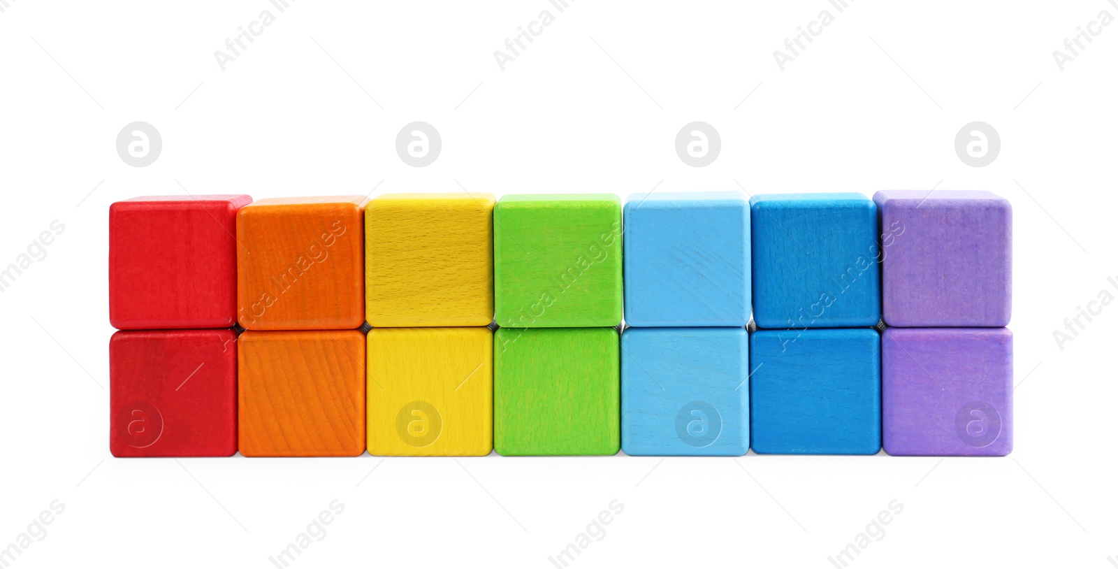Photo of Many colorful cubes isolated on white. Children's toys