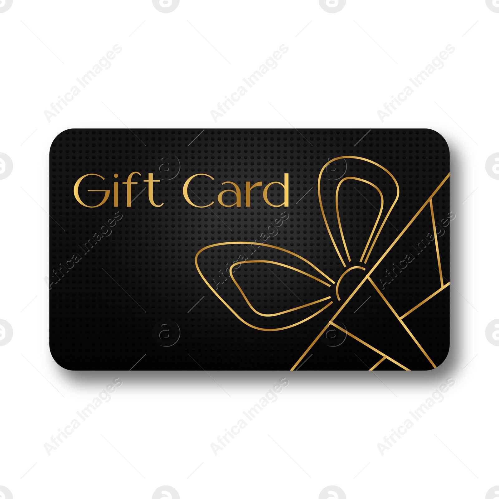 Illustration of Black and gold gift card design with present illustration