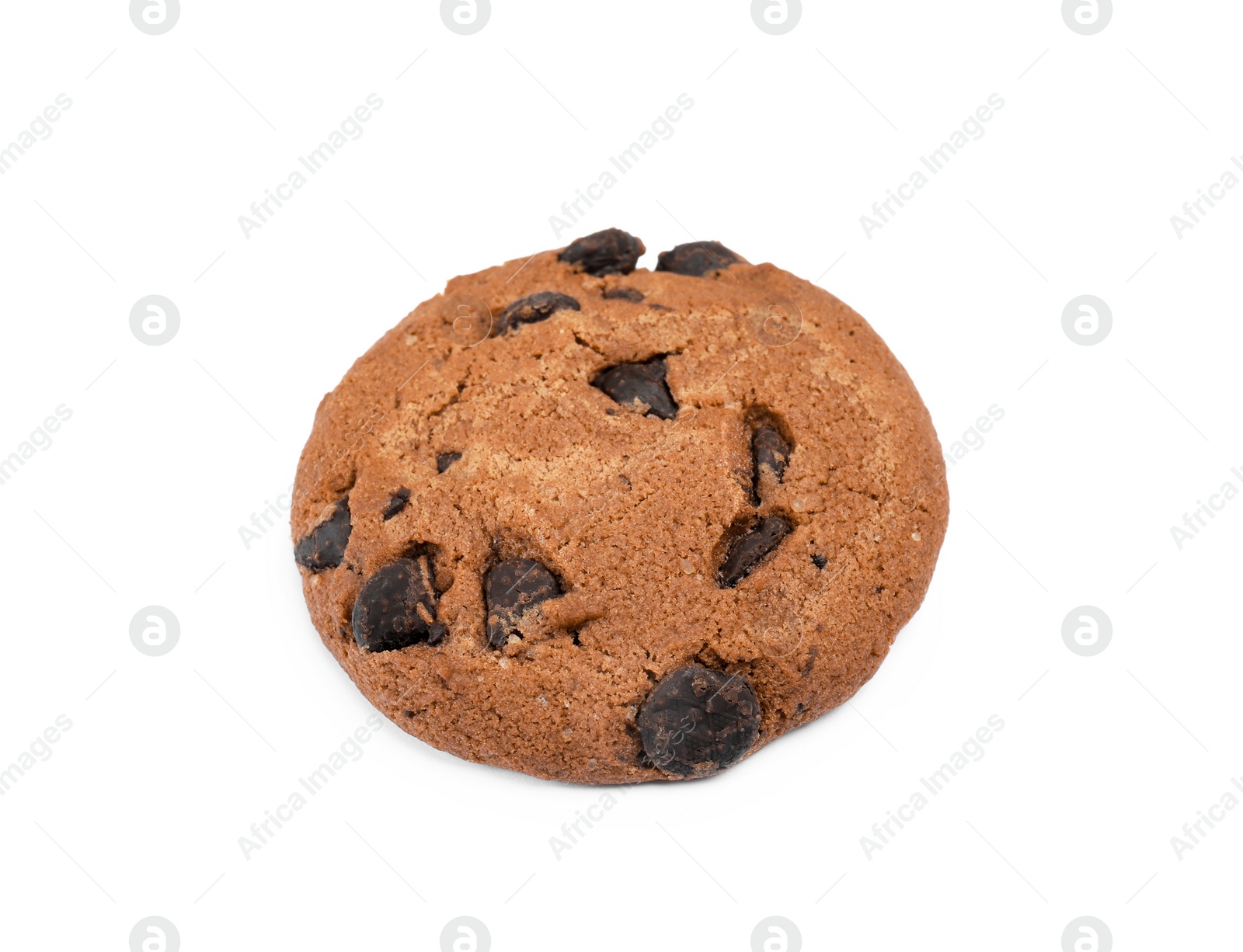 Photo of Delicious chocolate chip cookie on white background