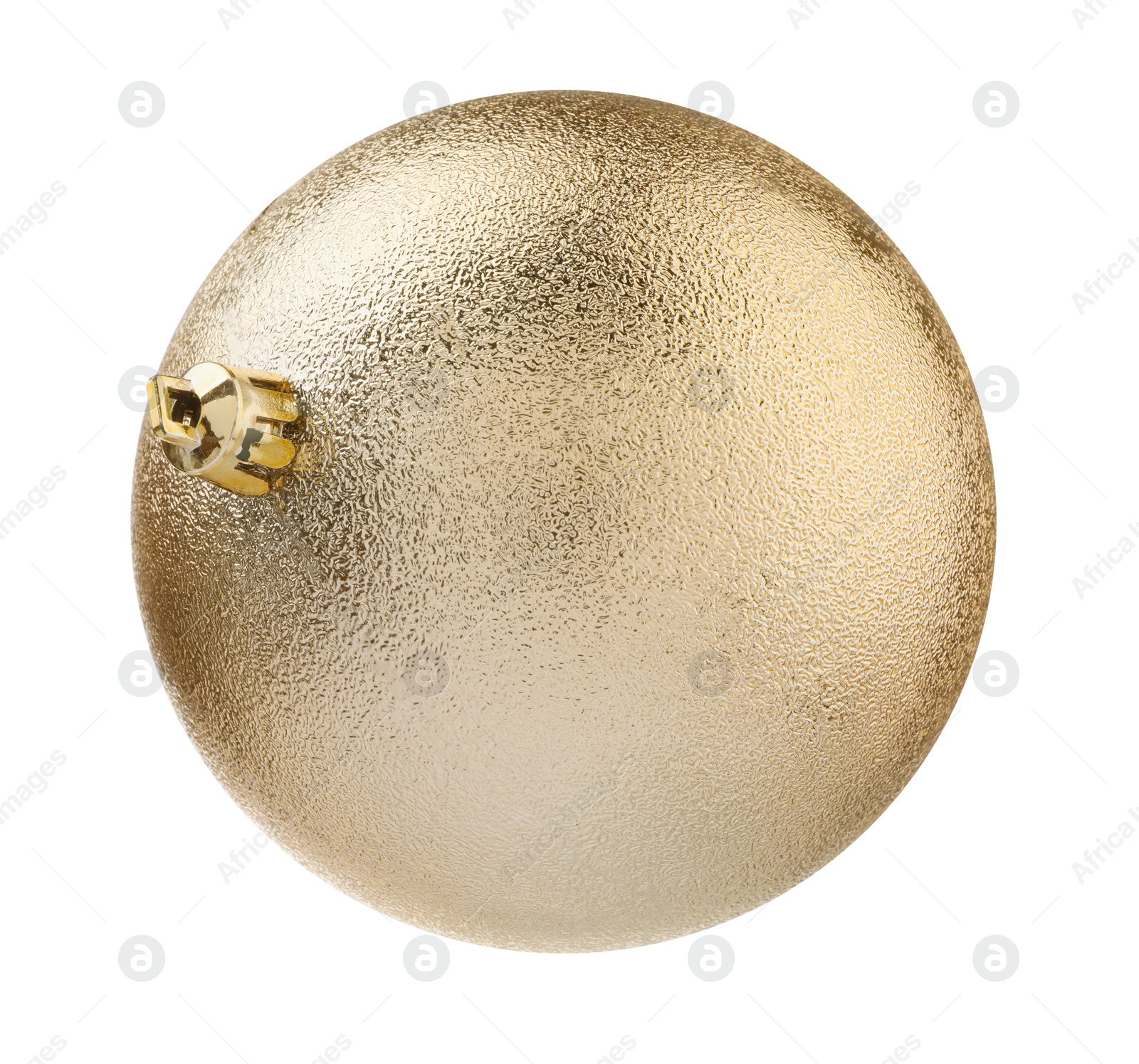 Photo of Beautiful golden Christmas ball isolated on white