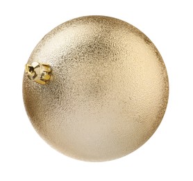 Photo of Beautiful golden Christmas ball isolated on white