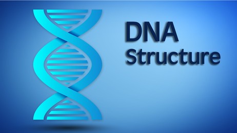 Illustration of DNA structure on light blue background. Illustration