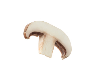 Photo of Slice of champignon mushroom isolated on white