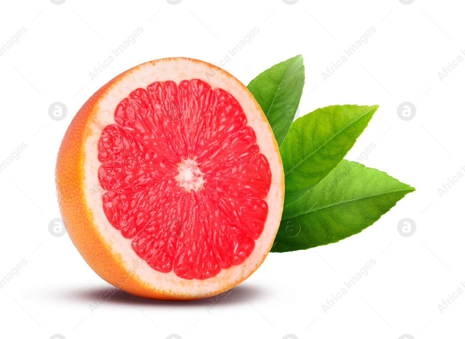 Image of Half of fresh ripe grapefruit isolated on white