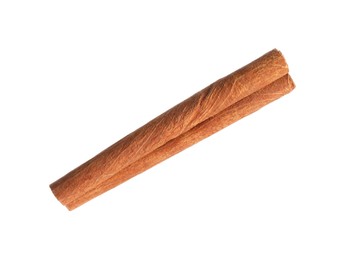 Photo of One aromatic cinnamon stick isolated on white