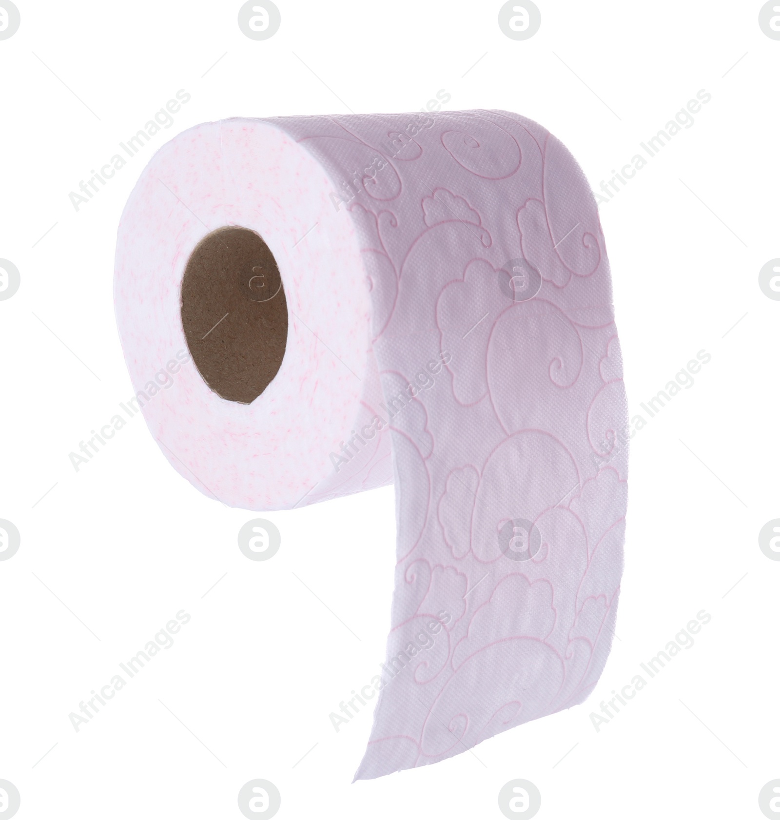 Photo of Roll of toilet paper on white background. Personal hygiene