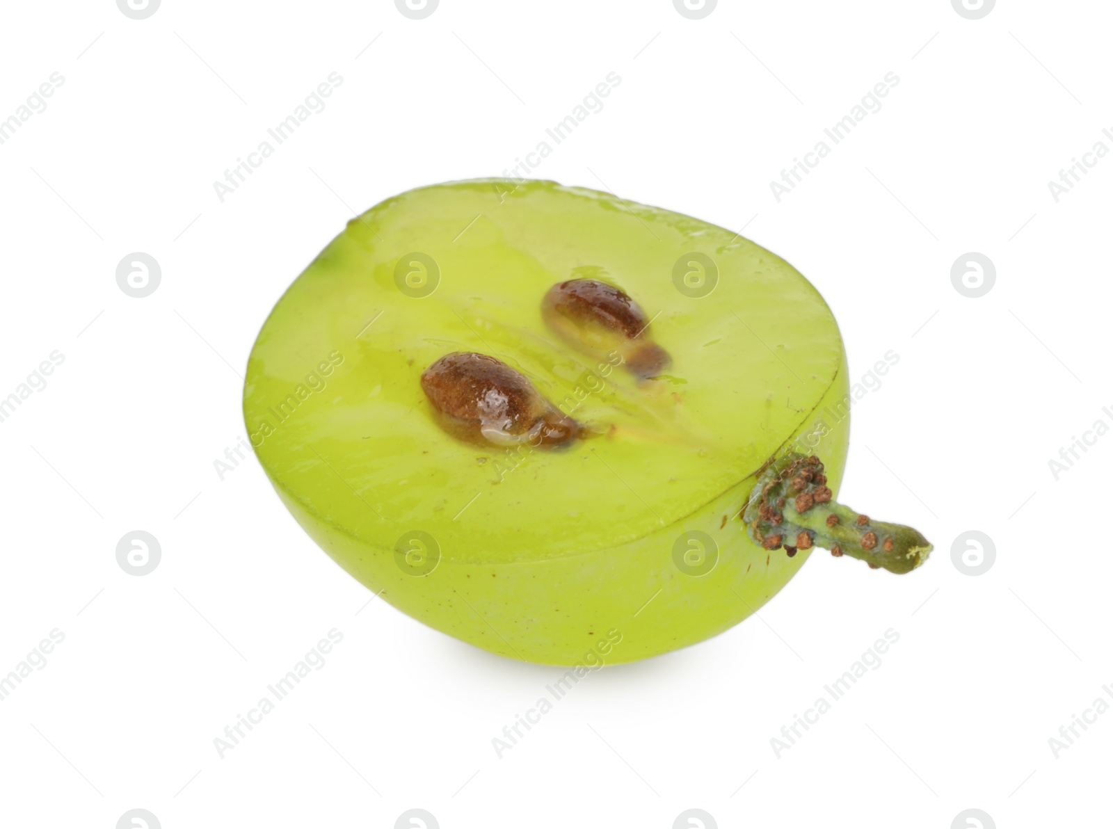 Photo of Half of delicious ripe green grape isolated on white