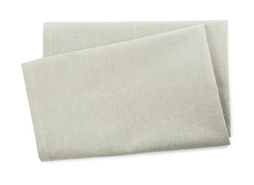 Light grey towel for kitchen isolated on white, top view