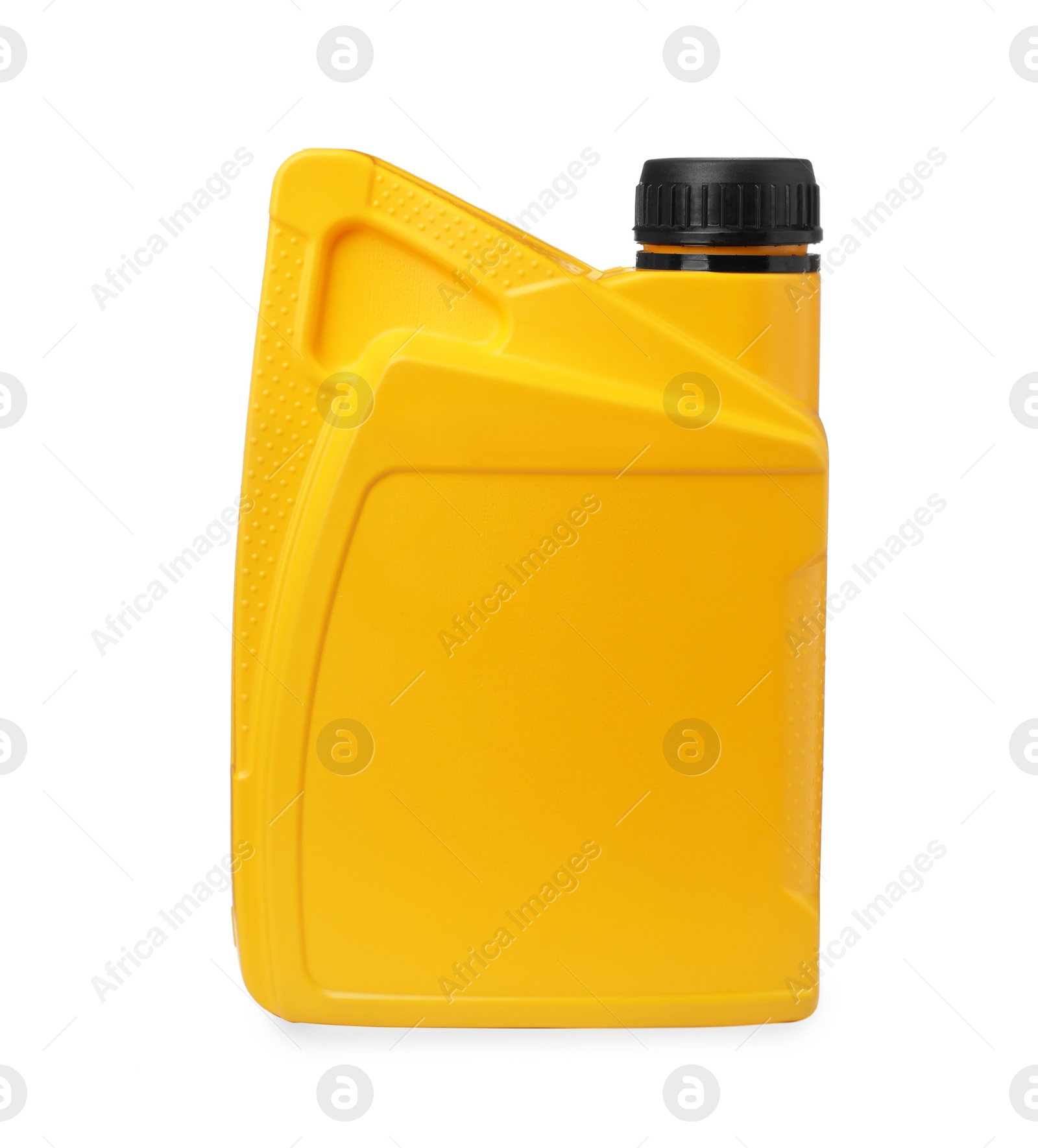 Photo of Blank yellow canister of car product isolated on white