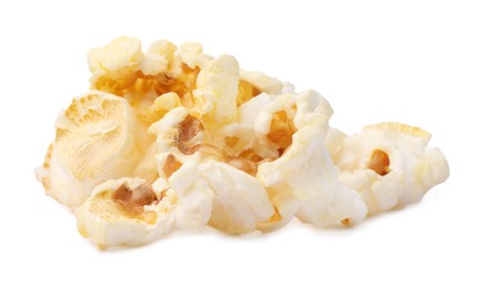 Fresh popcorn isolated on white. Tasty snack