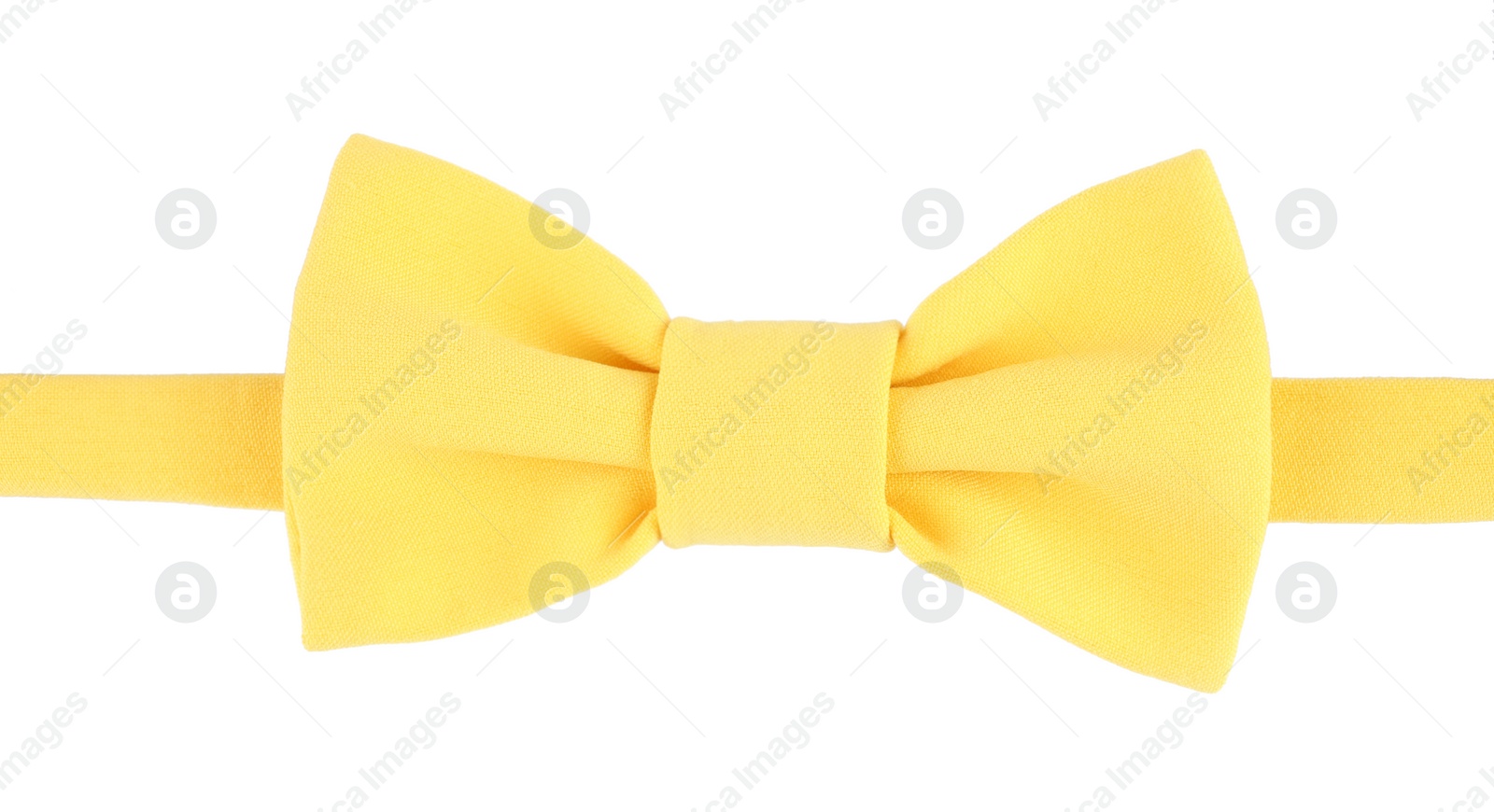 Photo of Stylish yellow bow tie isolated on white