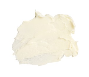 Photo of Tasty butter on white background, top view