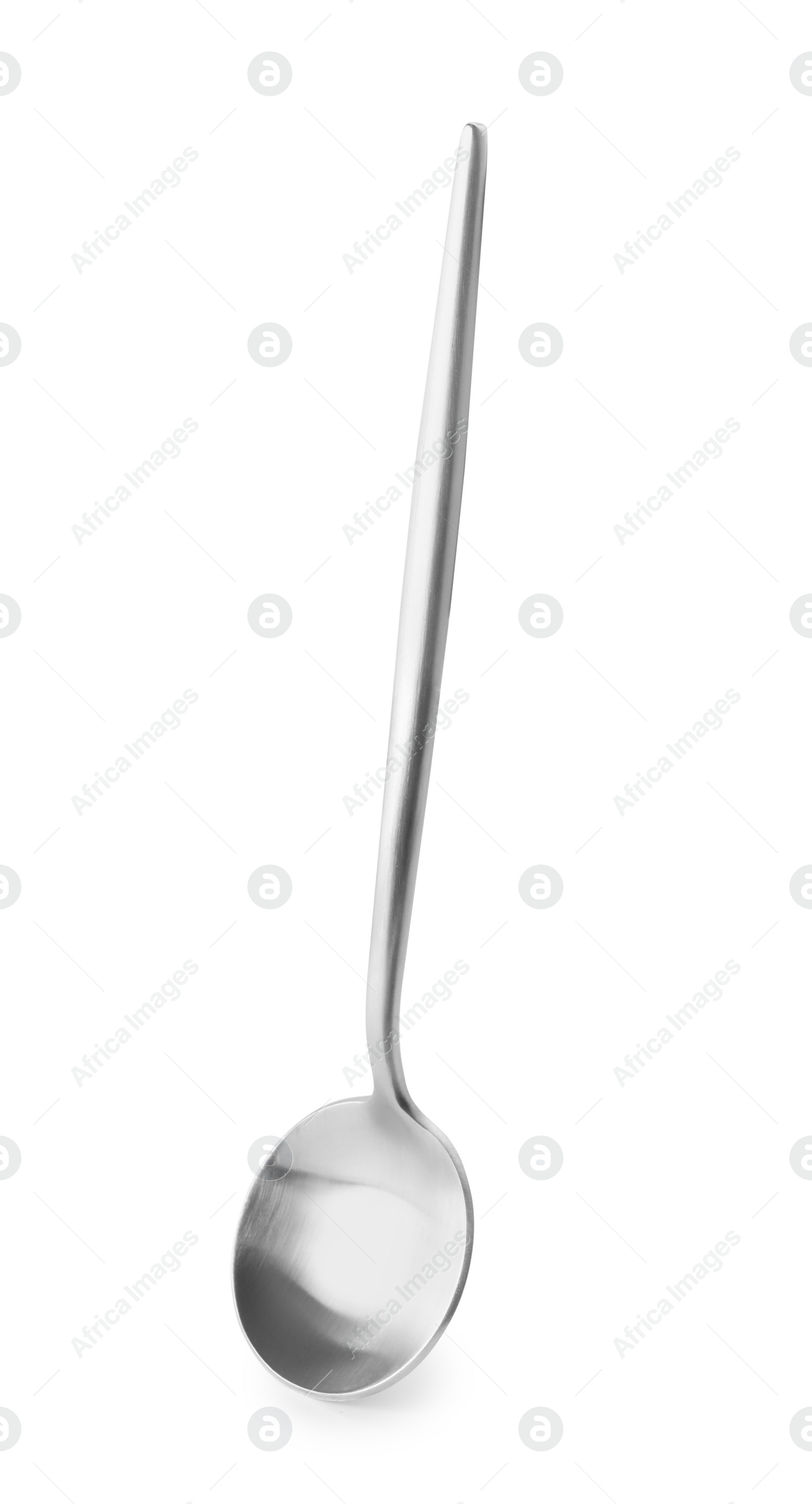 Photo of One shiny silver spoon isolated on white