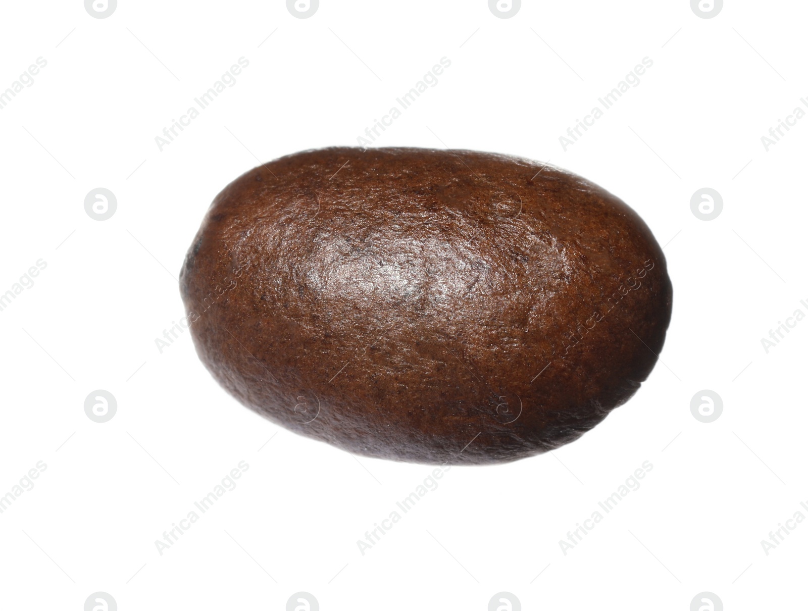 Photo of One aromatic roasted coffee bean isolated on white