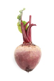 Photo of Fresh ripe beetroot isolated on white, top view