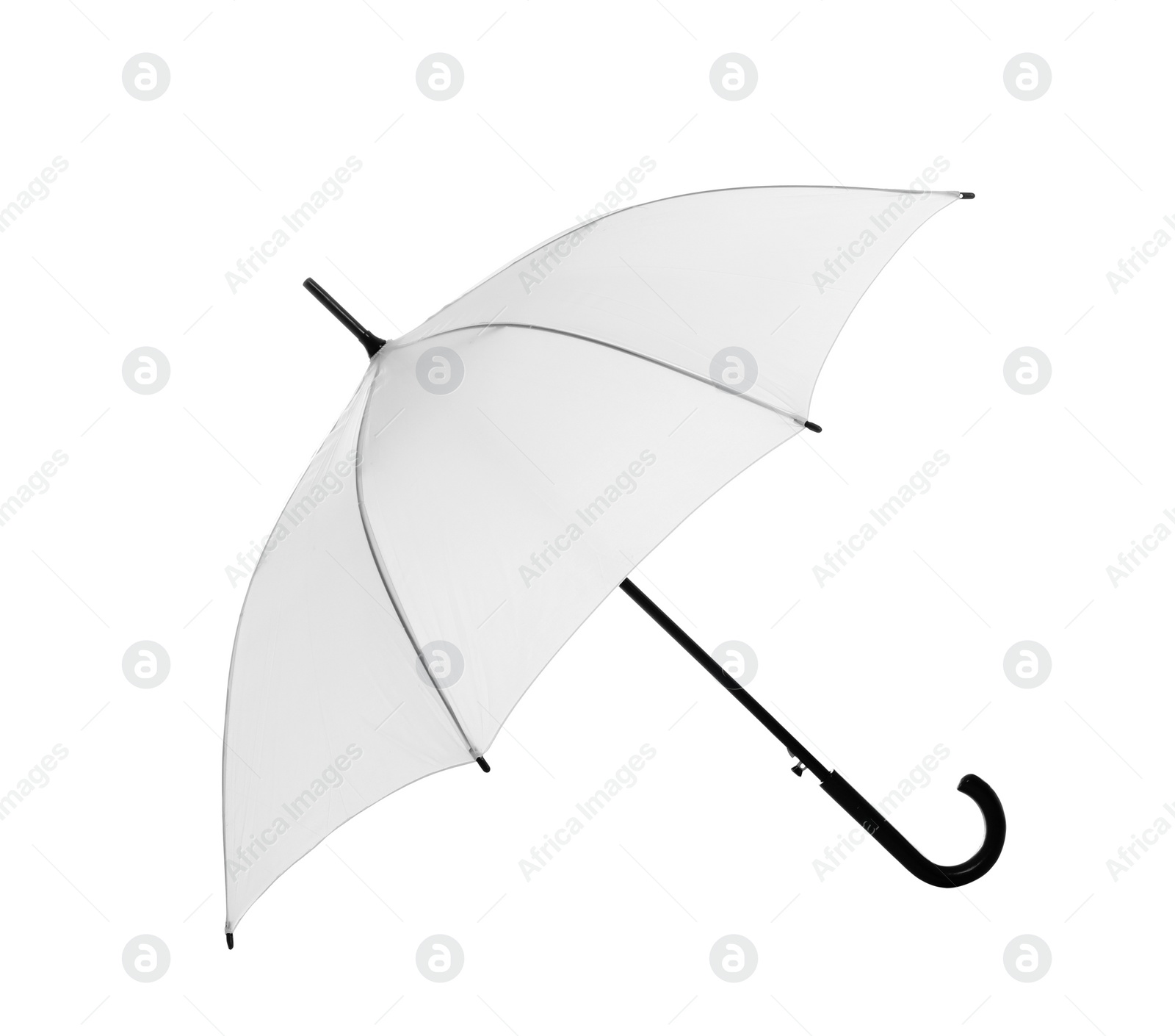 Photo of Beautiful open umbrella on white background