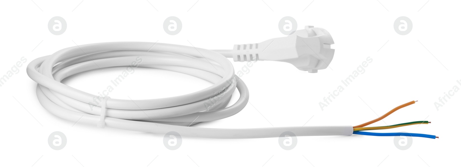 Photo of One new electrical wire isolated on white