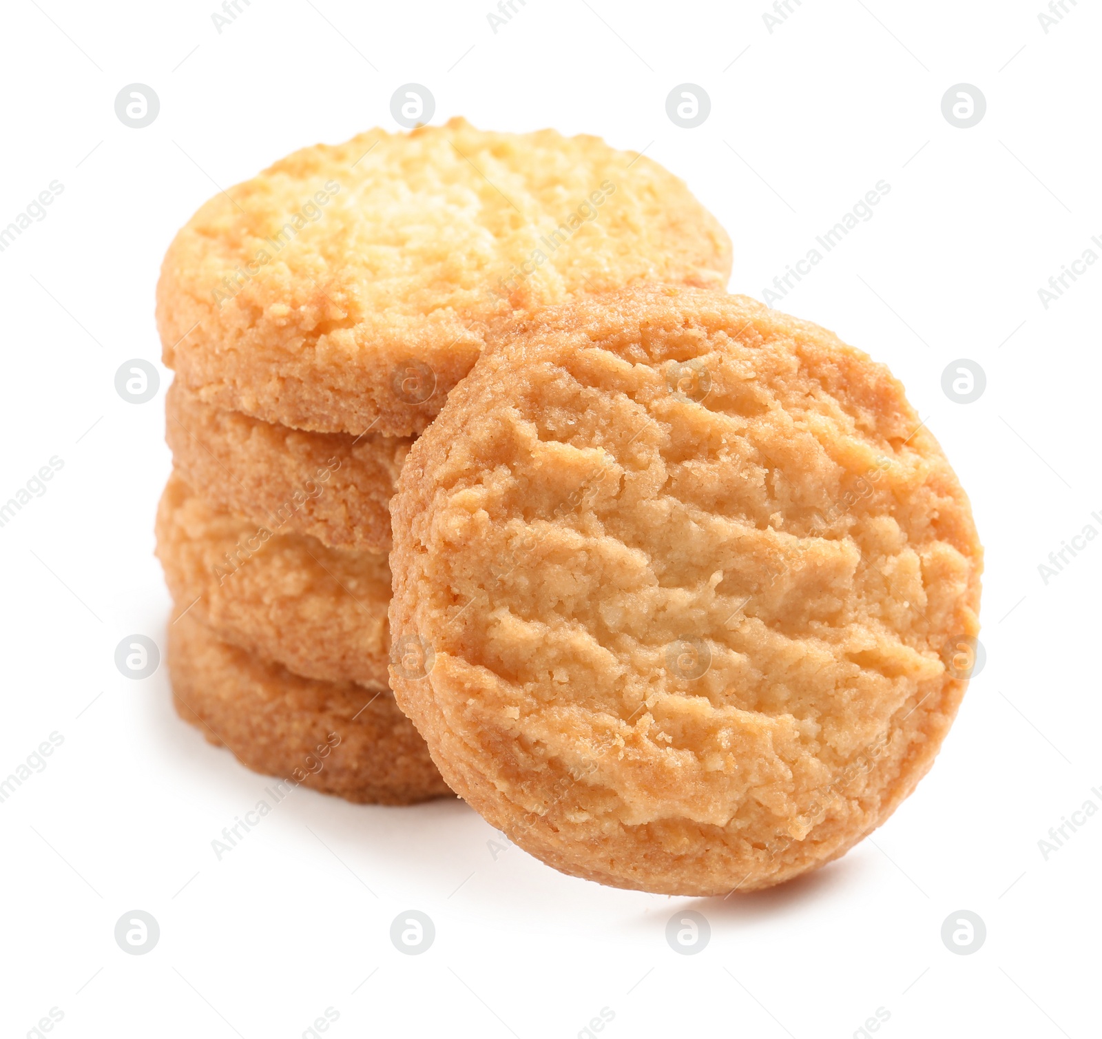 Photo of Tasty Danish butter cookies isolated on white