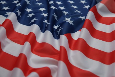 Photo of Flag of USA as background, closeup view