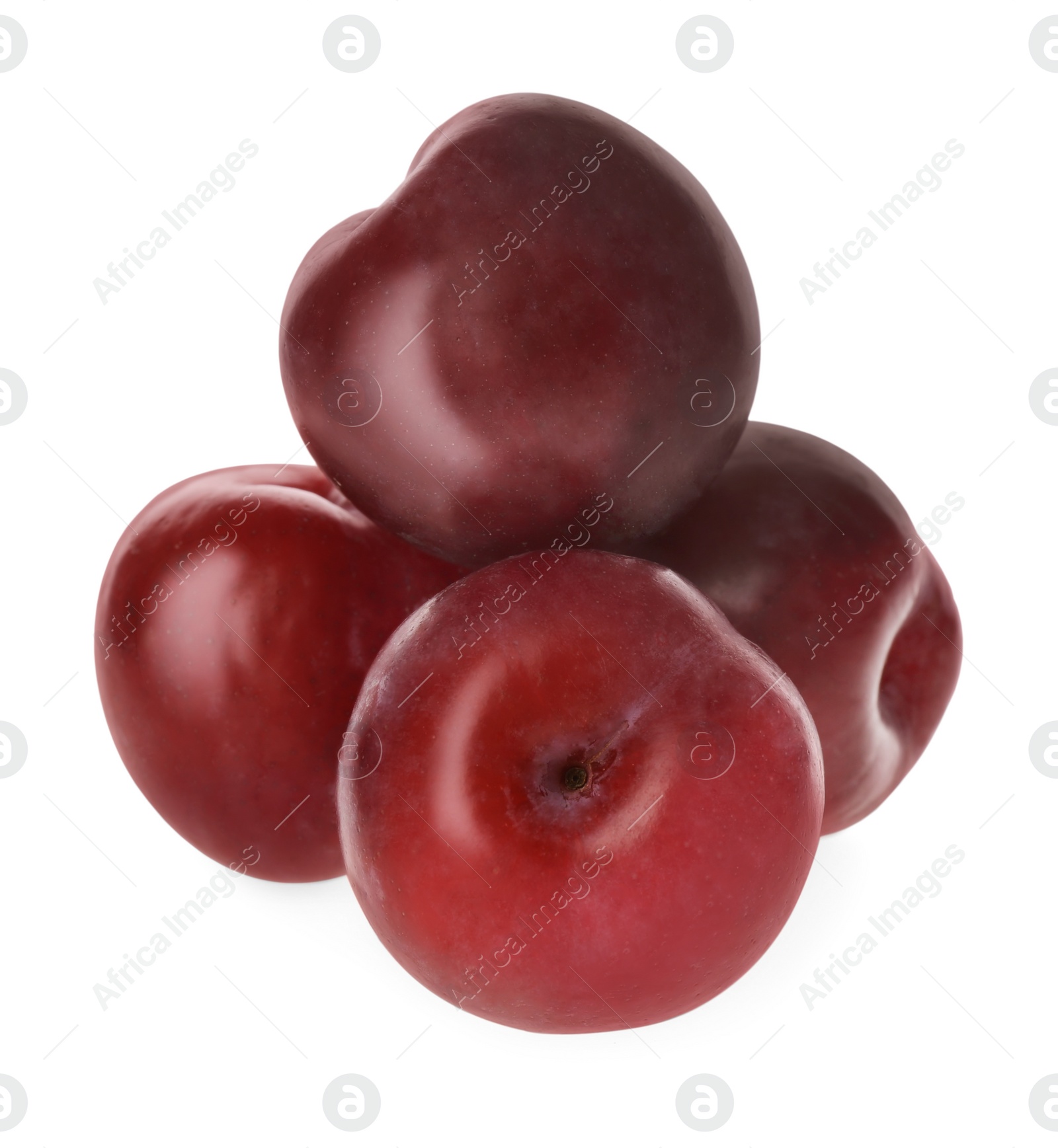 Photo of Delicious fresh ripe plums isolated on white