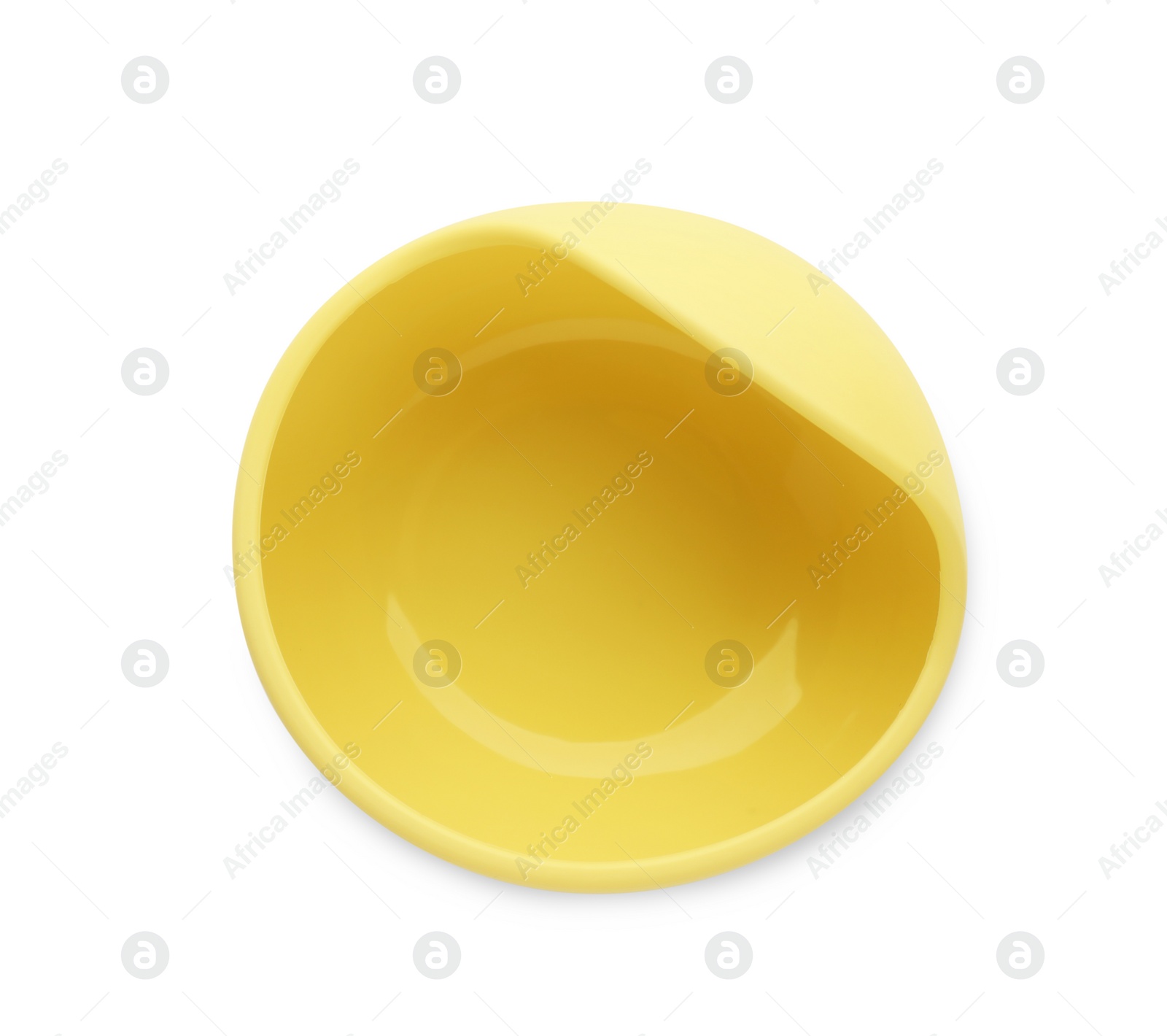 Photo of Plastic bowl isolated on white, top view. Serving baby food