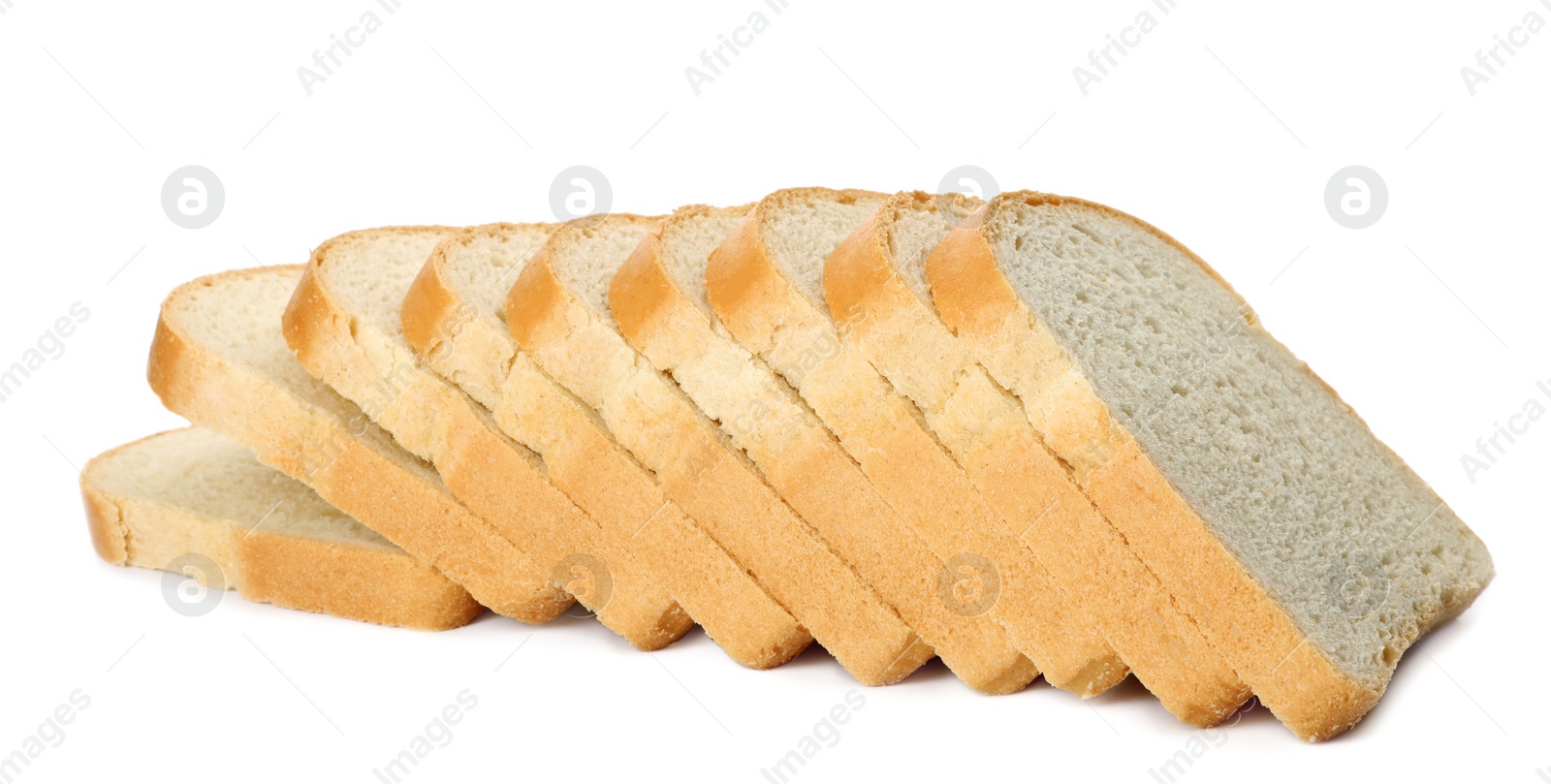 Photo of Slices of wheat bread isolated on white