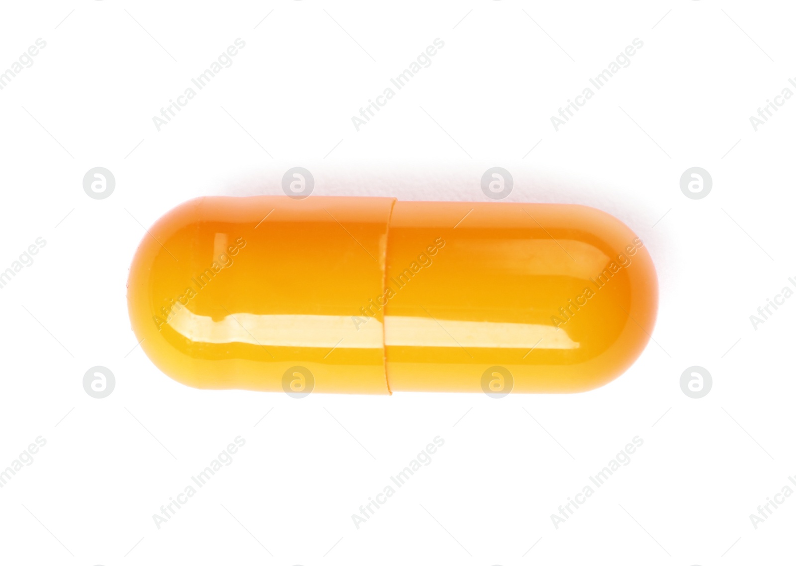 Photo of Pill on white background, top view. Medical care and treatment