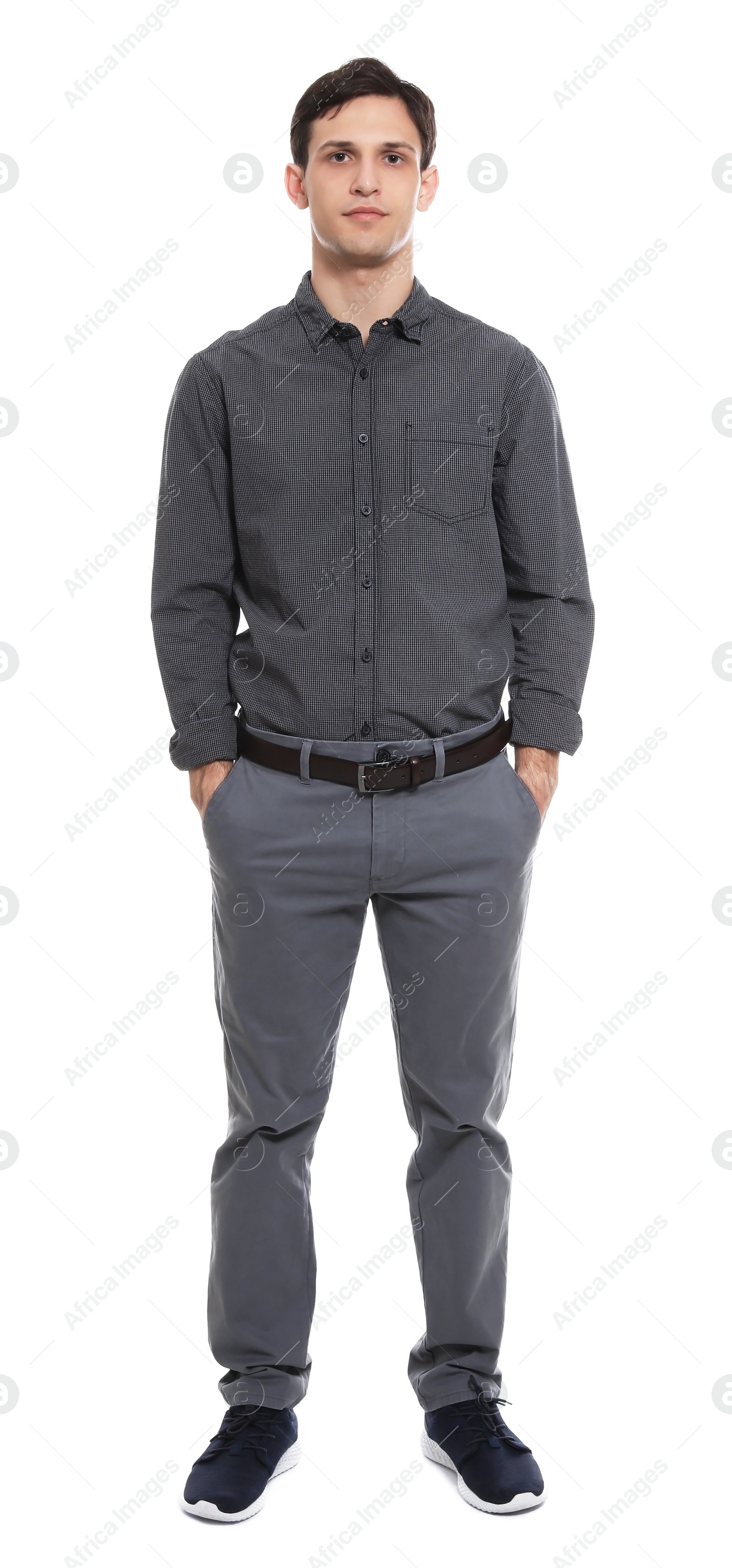 Photo of Portrait of confident young man on white background