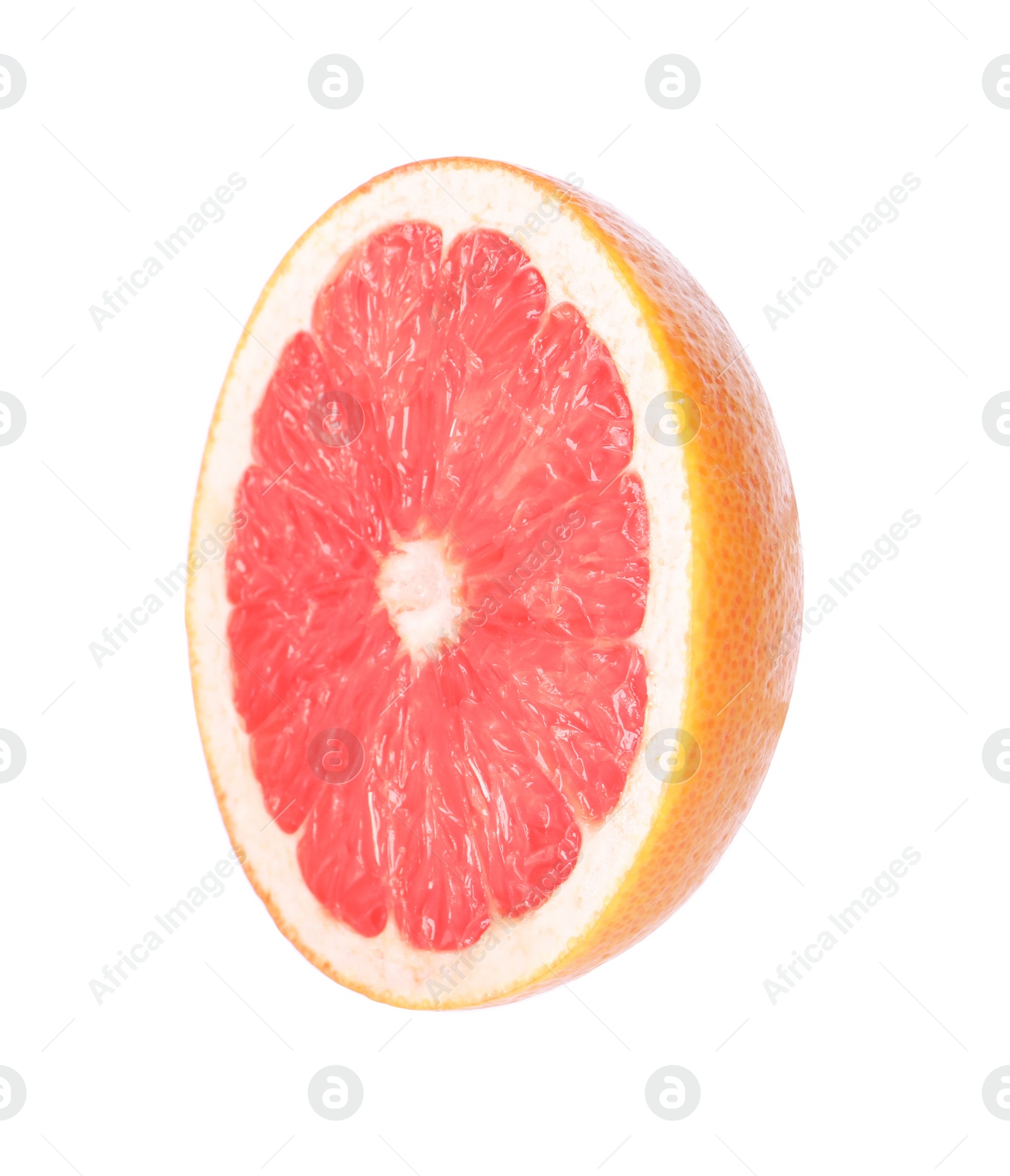 Photo of Citrus fruit. Sliced fresh ripe grapefruit isolated on white