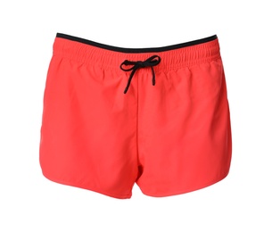 Coral women's shorts isolated on white. Sports clothing