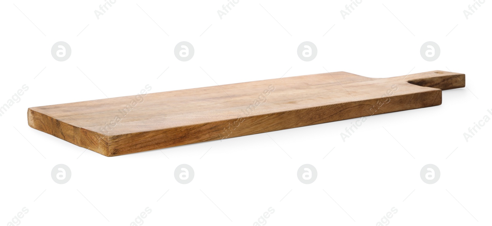 Photo of Empty clean wooden board isolated on white