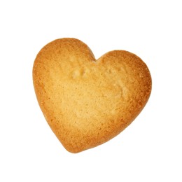 Photo of Tasty heart shaped Danish butter cookie isolated on white