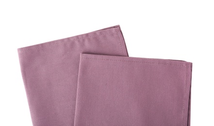 Photo of Fabric napkins for table setting on white background