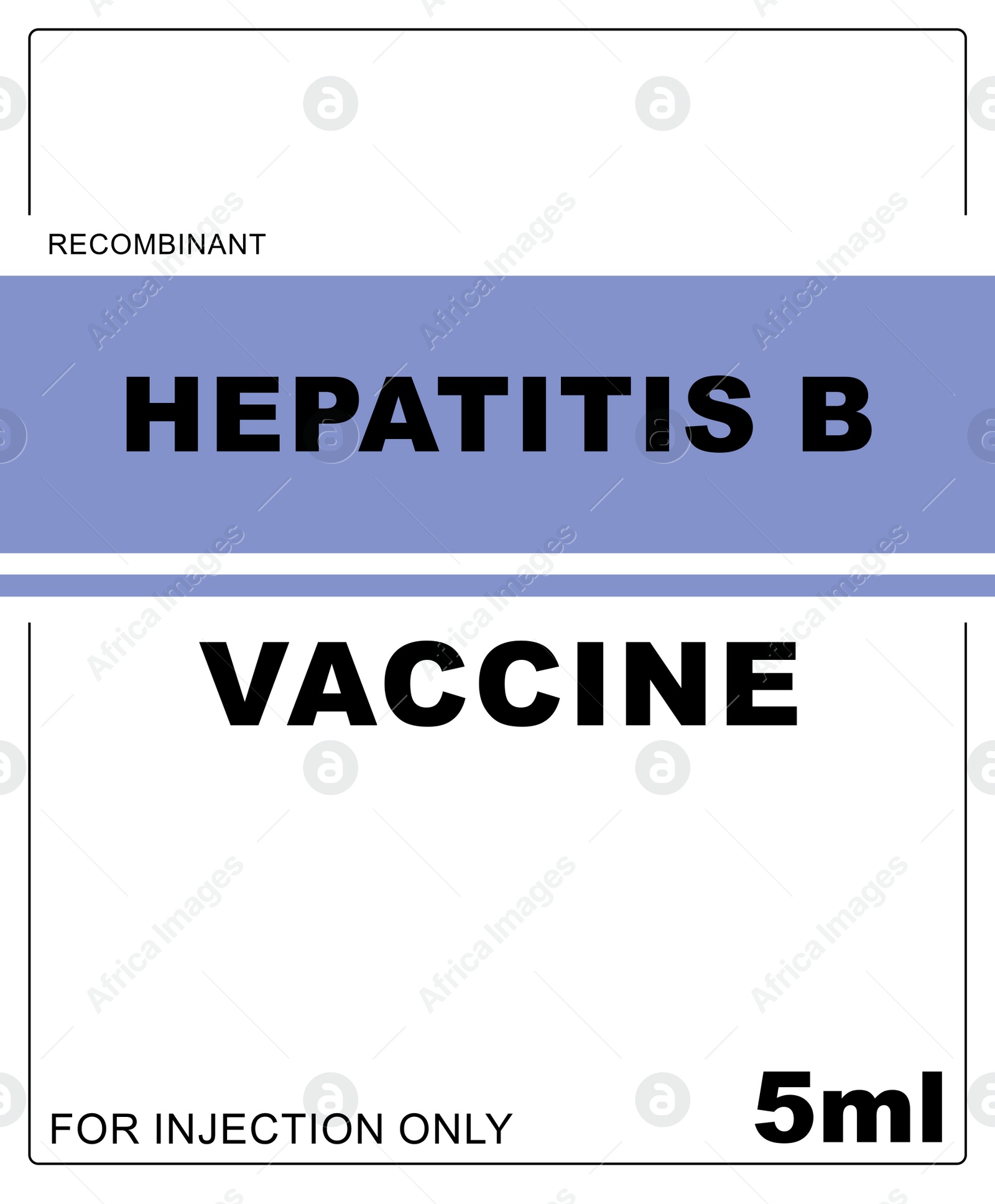 Illustration of Hepatitis B Vaccine, illustration. Label for injection vial