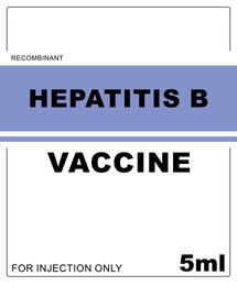Illustration of Hepatitis B Vaccine, illustration. Label for injection vial