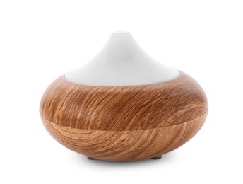 Aroma oil diffuser on white background