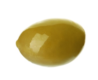 Photo of Delicious fresh green olive on white background
